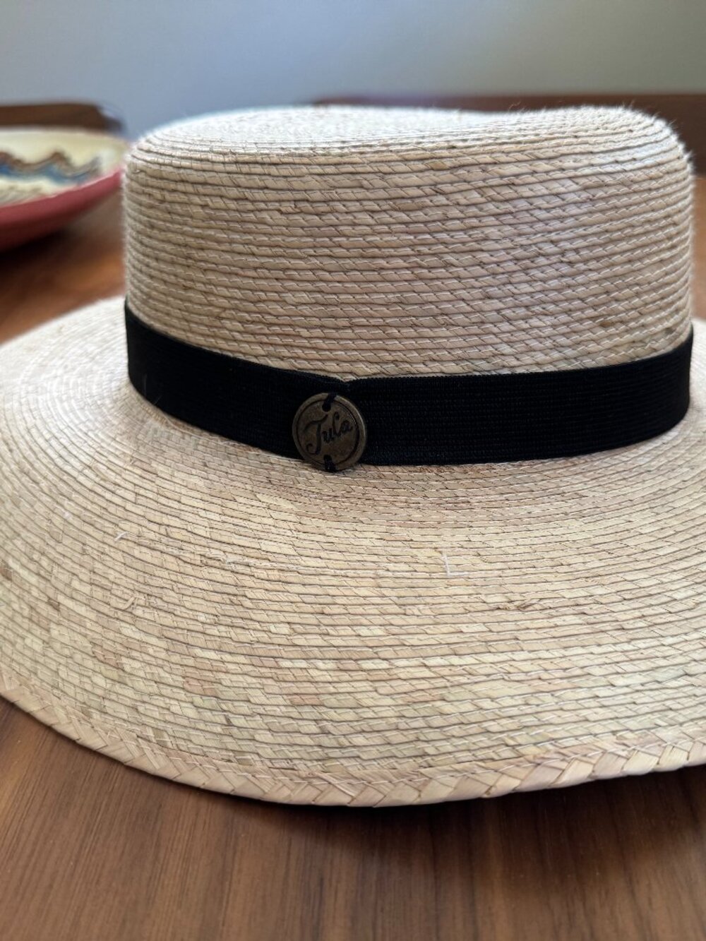 Tula Natural Straw Wide Brim Hat Black Ribbon Band Austin Texas